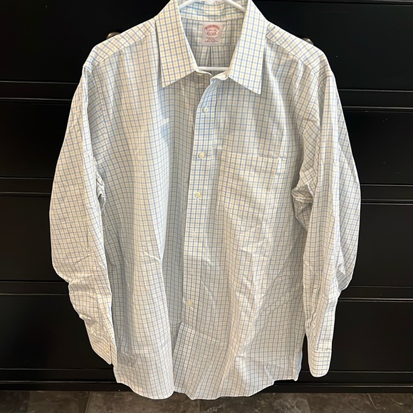 Brooks Brothers Other - Brooks Brothers men’s long sleeved blue/white/yellow checked shirt. Size 16.5/33